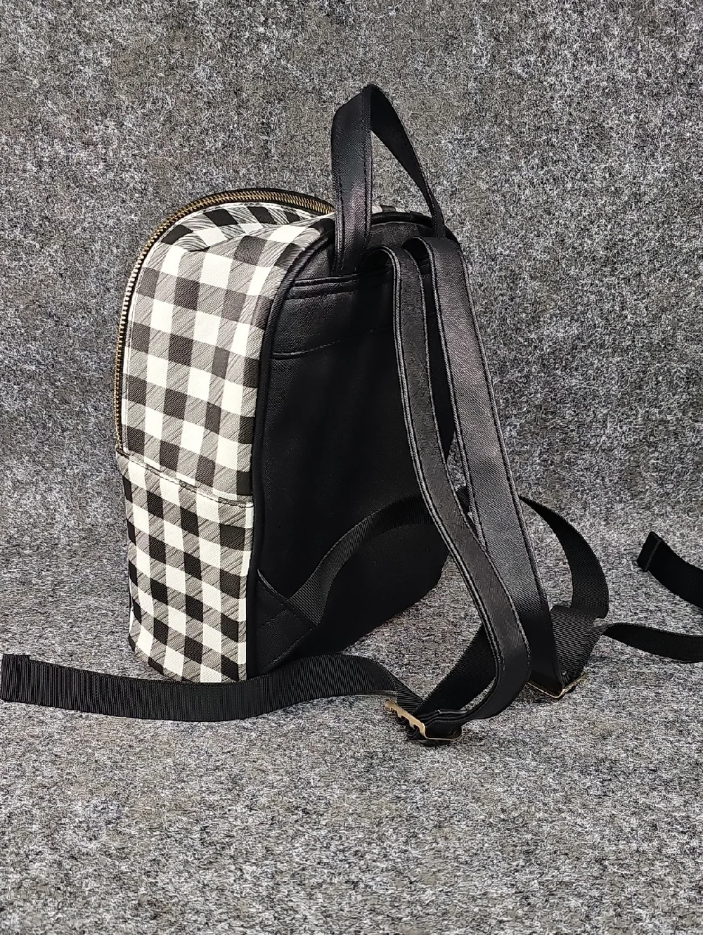Claires Mini Backpack Gingham Check, Black White, Back To School